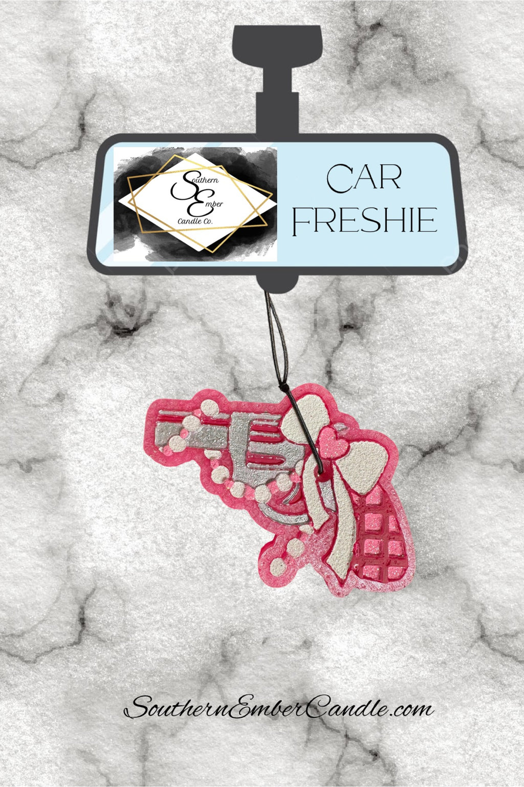 Coquette Pistol Aromatic Car Freshie
