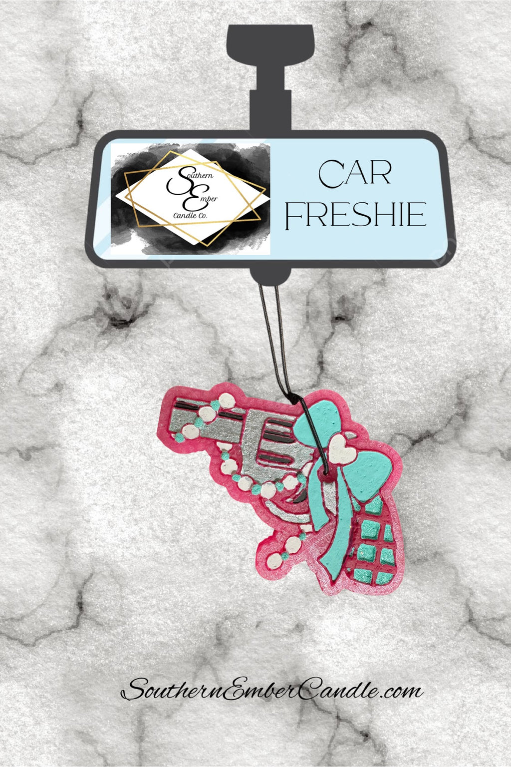 Coquette Pistol Aromatic Car Freshie