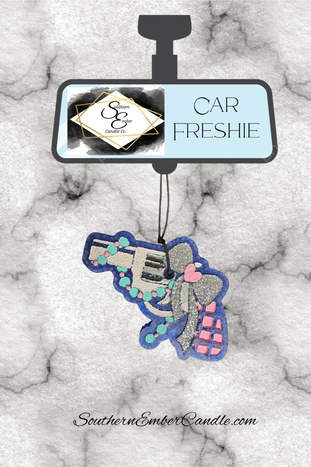 Coquette Pistol Aromatic Car Freshie