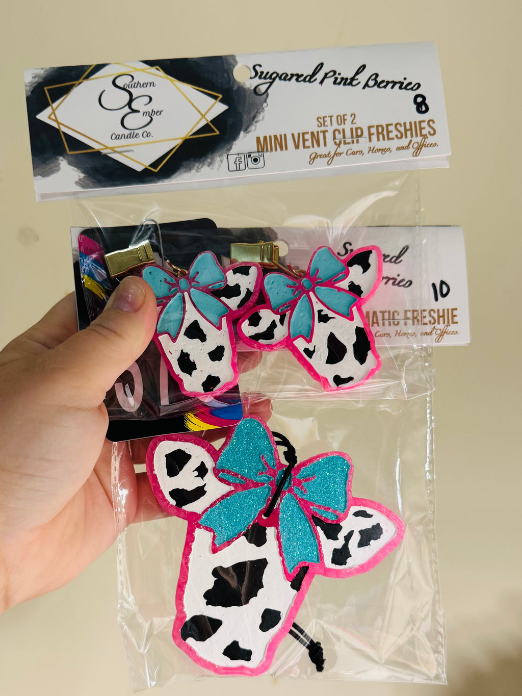 Cow w/Bow Aromatic Car Freshie