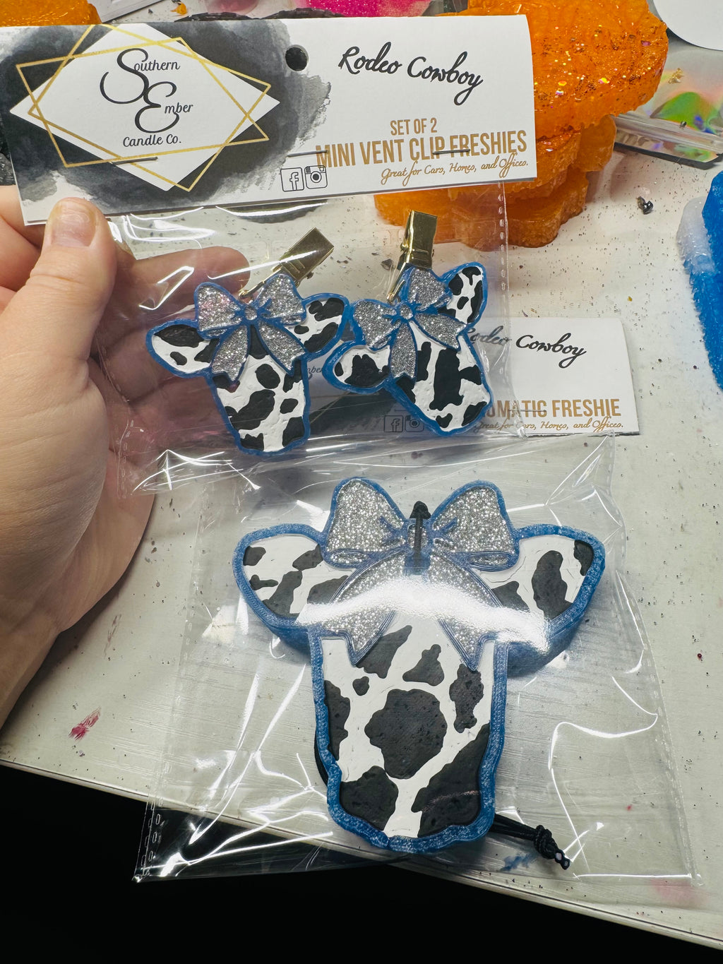 Cow w/Bow Aromatic Car Freshie