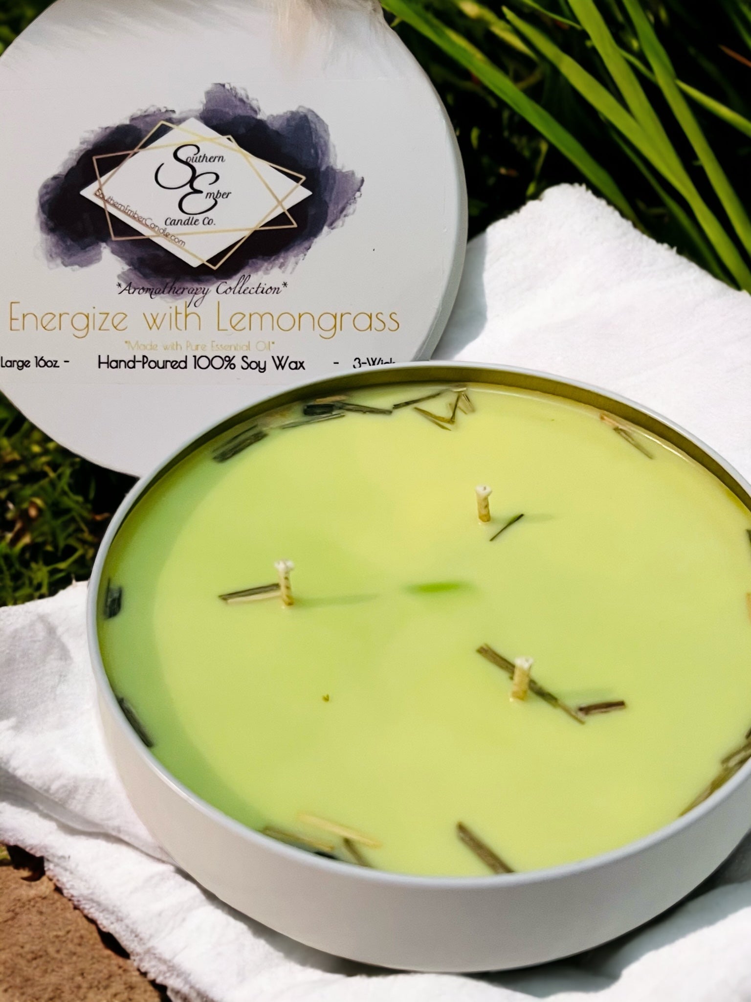 "Energize" Lemongrass Natural Aromatherapy Soy Candle