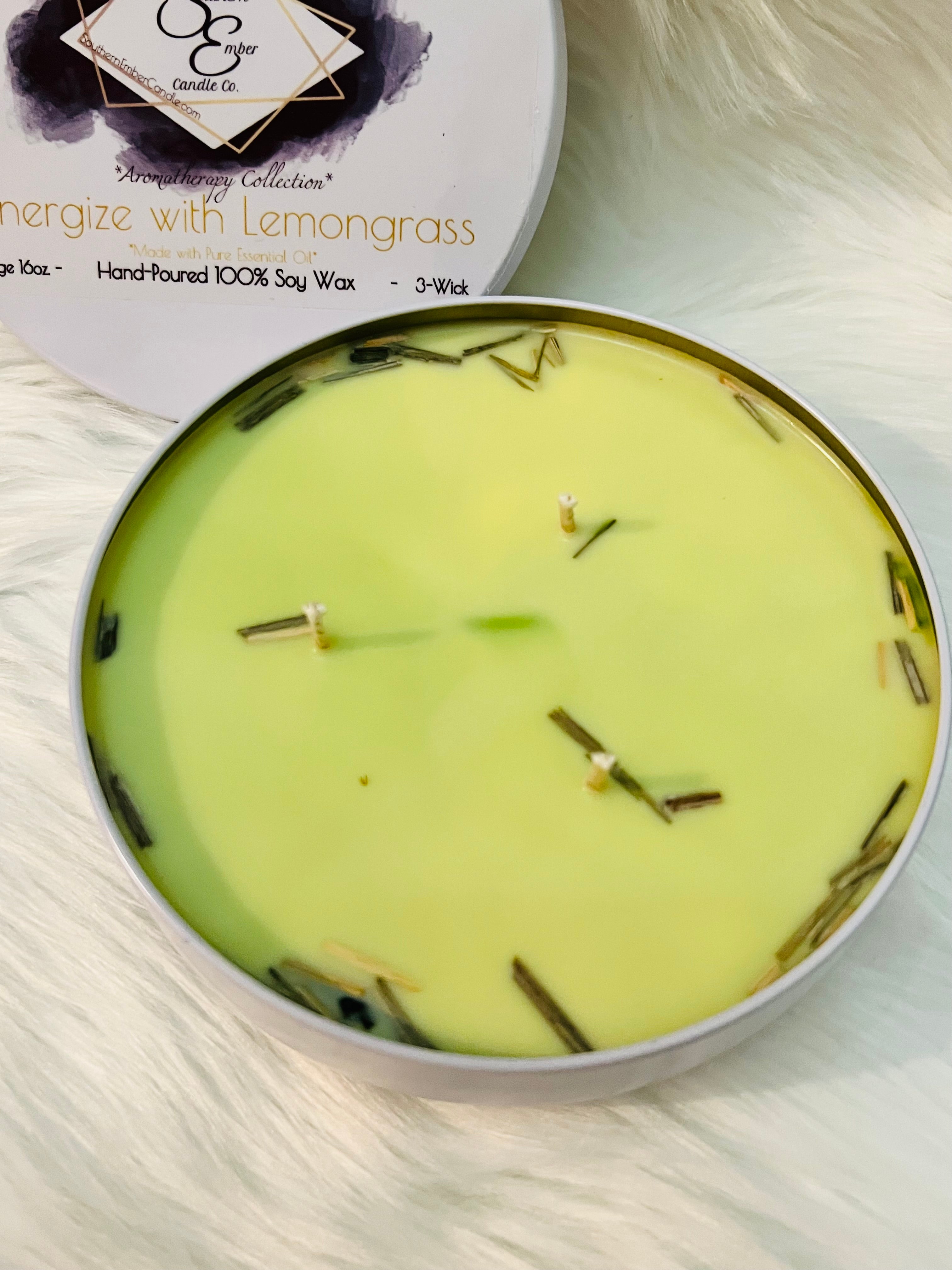 "Energize" Lemongrass Natural Aromatherapy Soy Candle