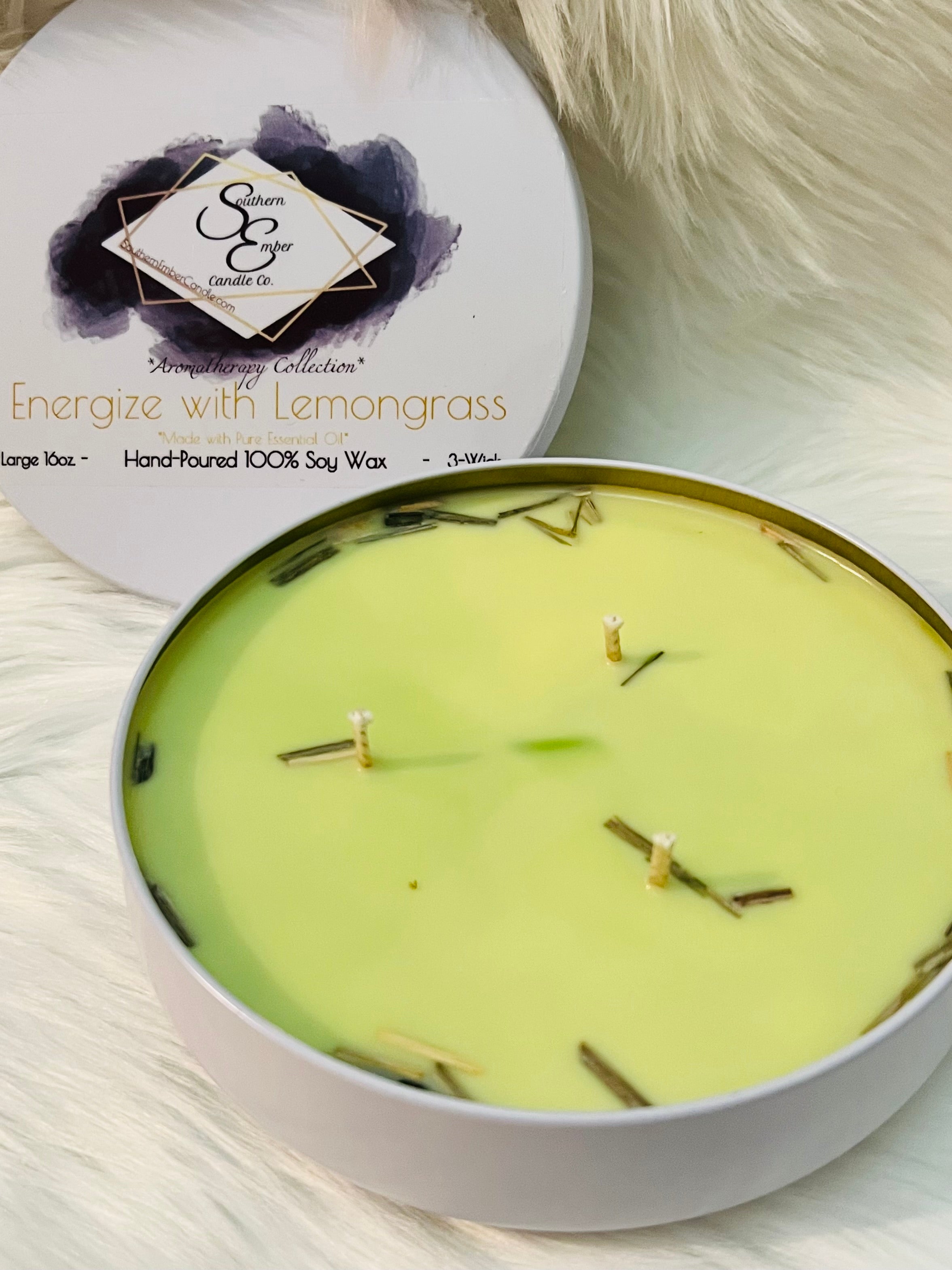 "Energize" Lemongrass Natural Aromatherapy Soy Candle
