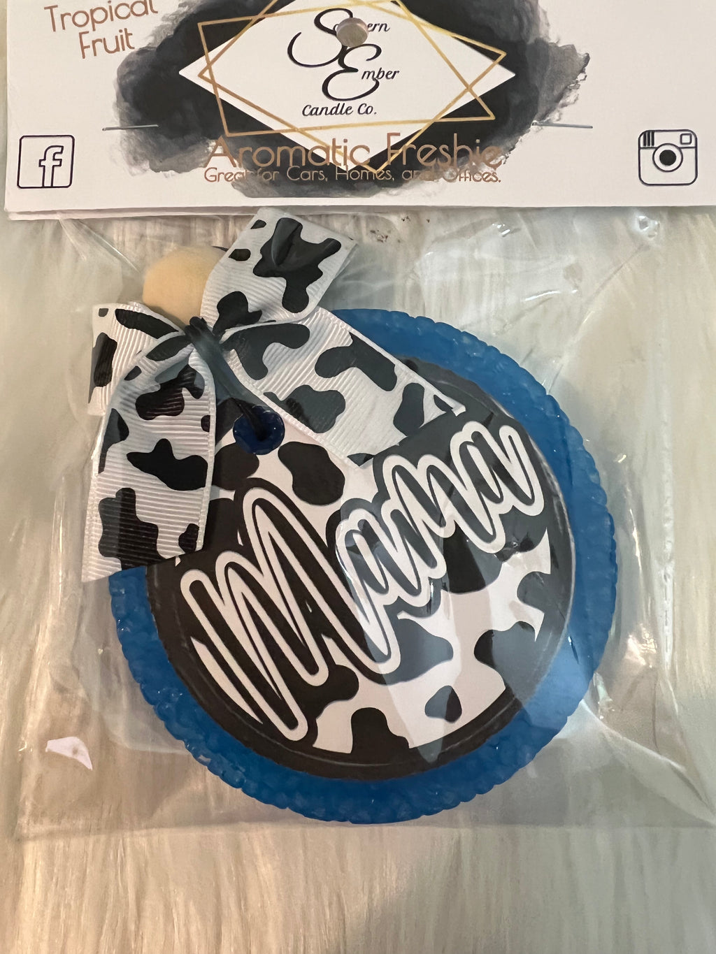 Cow Print "Mama" Aromatic Car Freshie