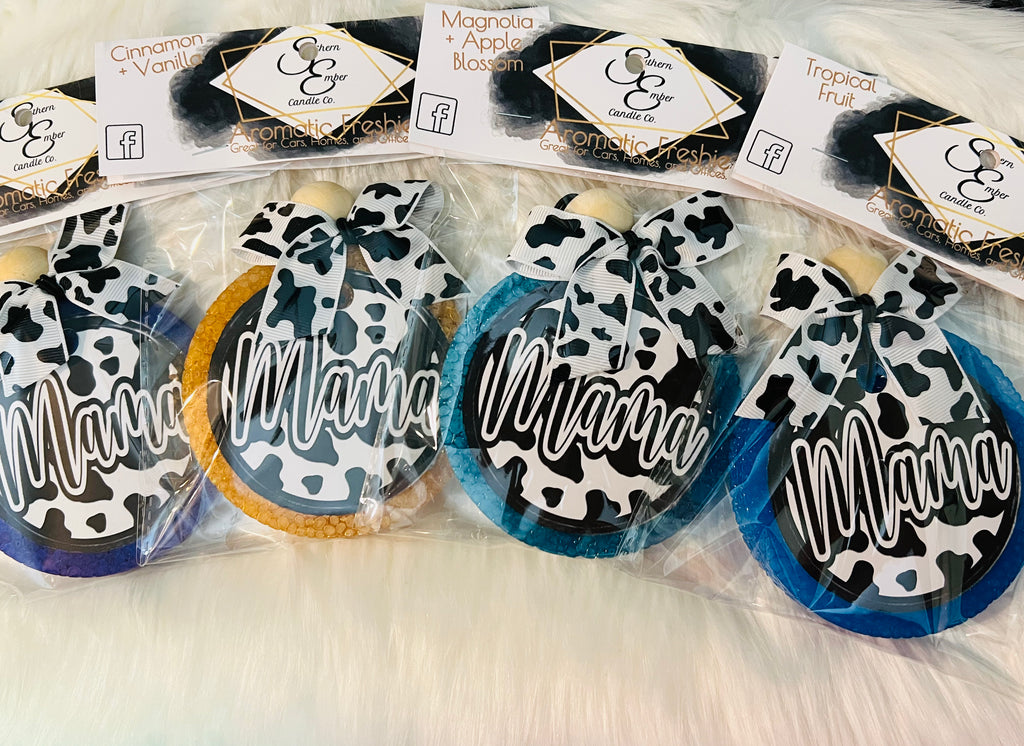Cow Print "Mama" Aromatic Car Freshie