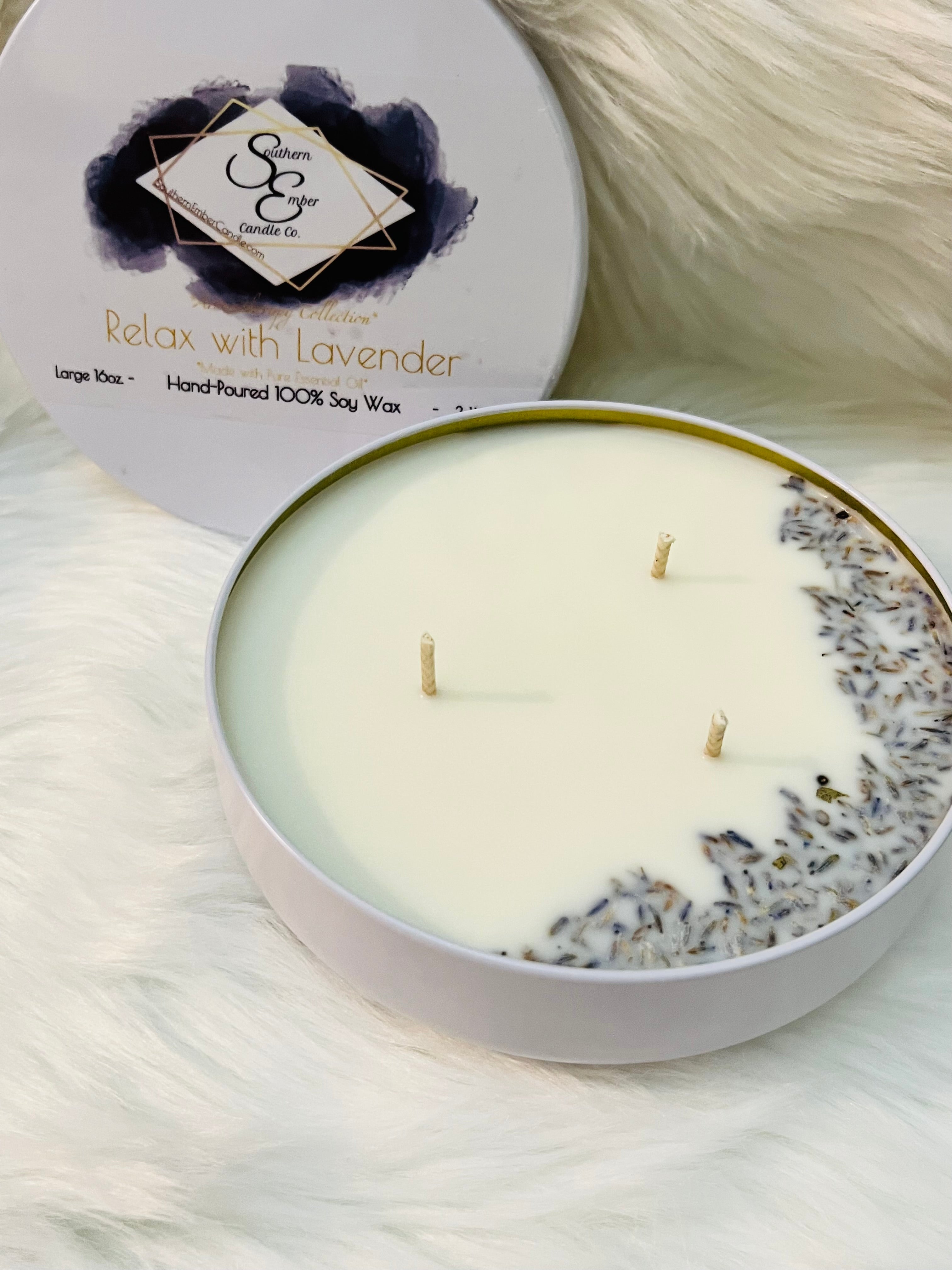 "Relax" Lavender Aromatherapy 100% Soy Wax Candle