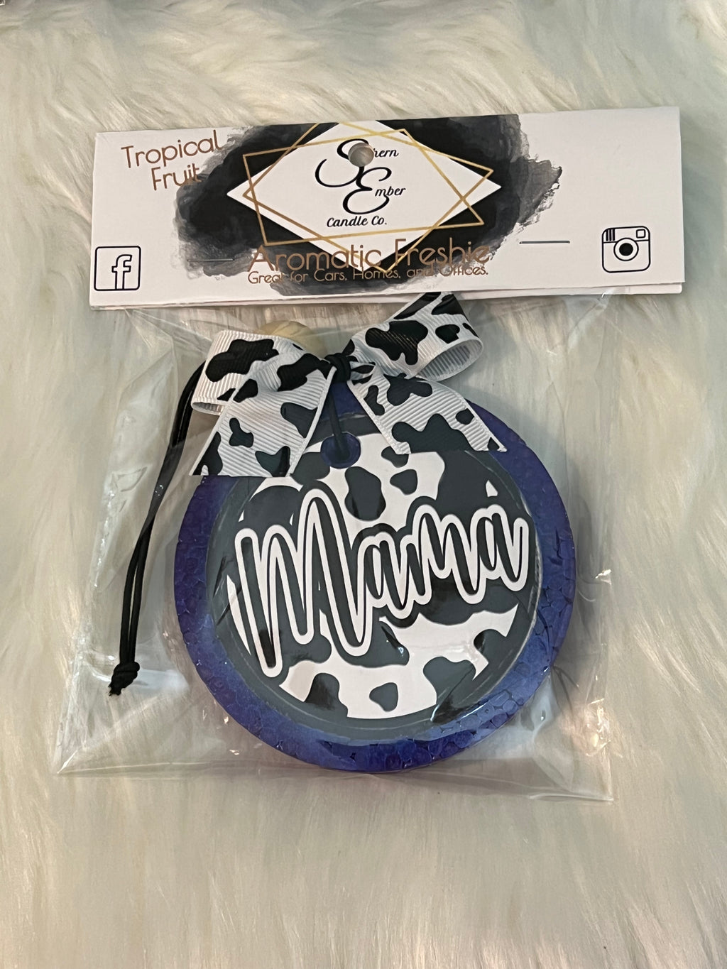 Cow Print "Mama" Aromatic Car Freshie