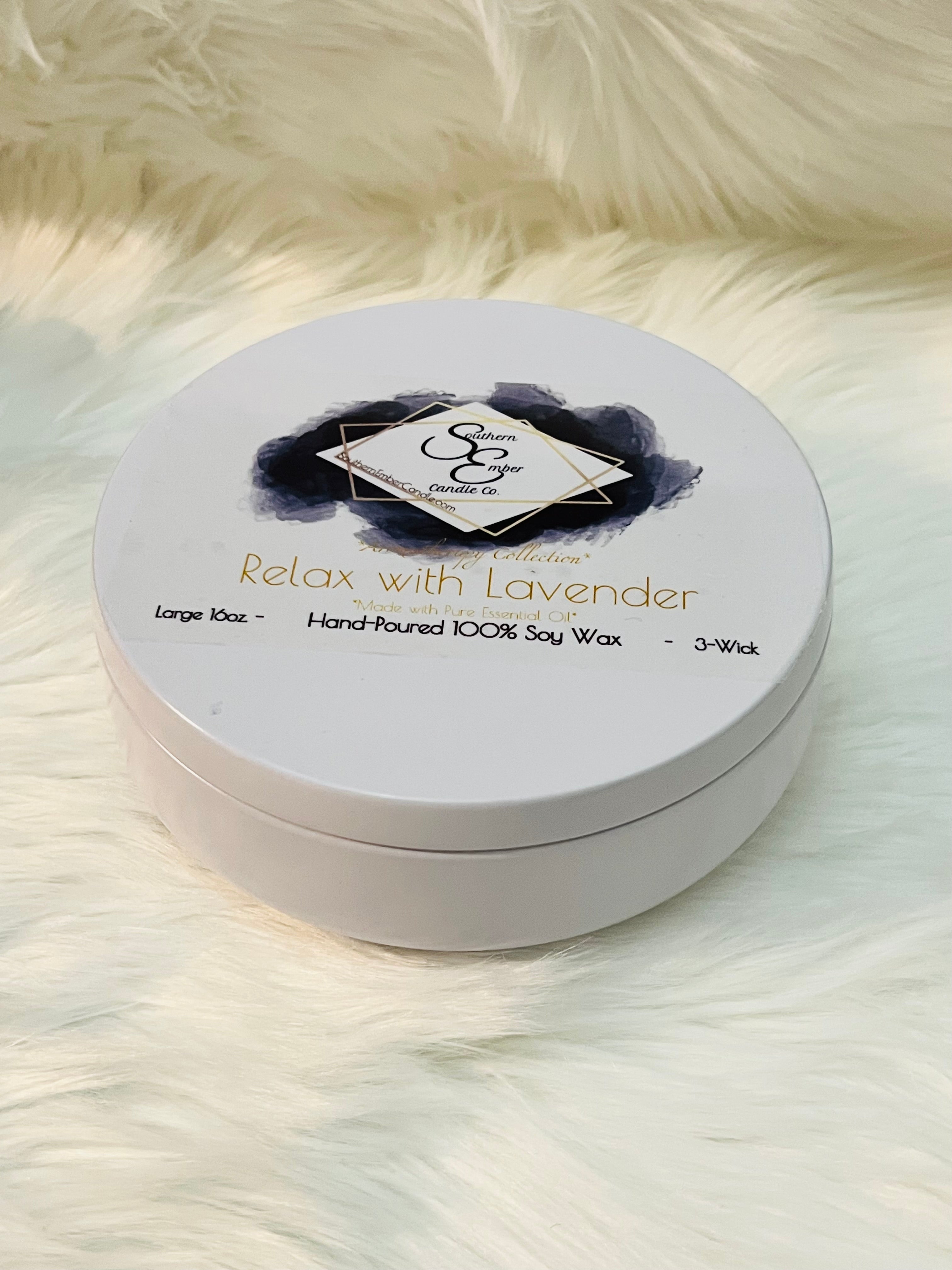 "Relax" Lavender Aromatherapy 100% Soy Wax Candle